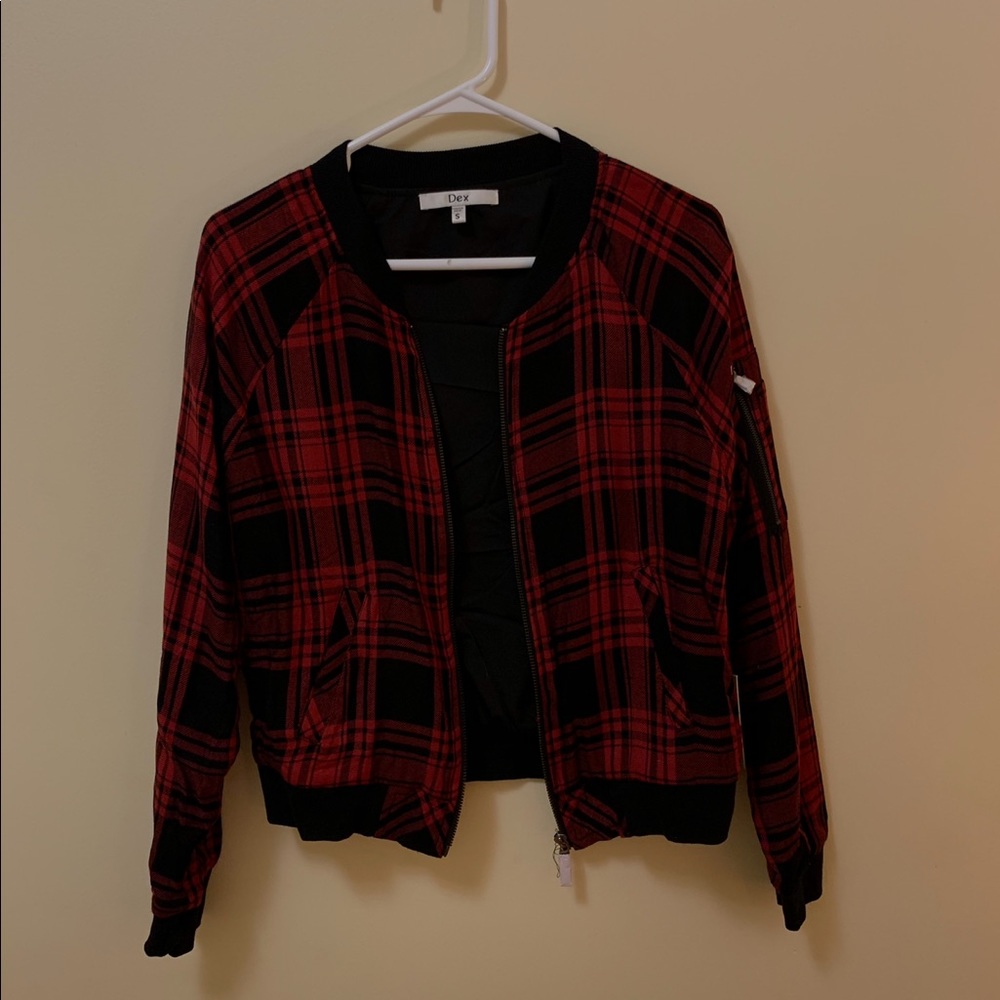Red and black plaid bomber jacket (new)